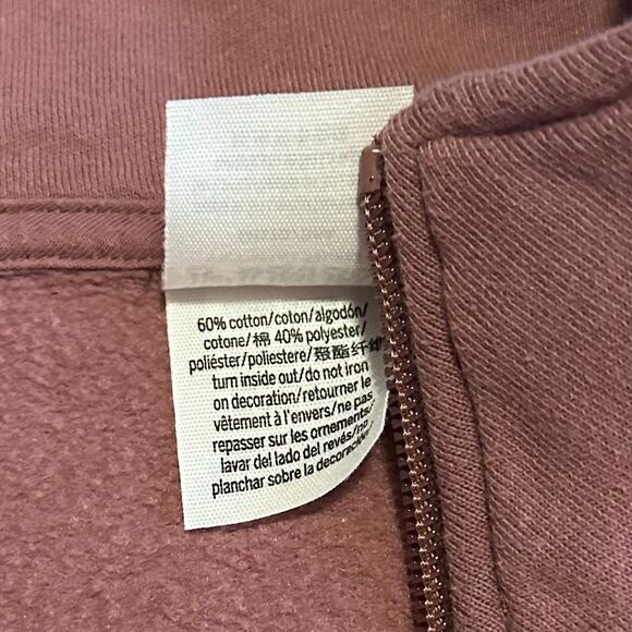 PINK Victorias Secret Quarter Zip Pullover Women M Mauve Classic Collegiate Logo - Picture 8 of 8